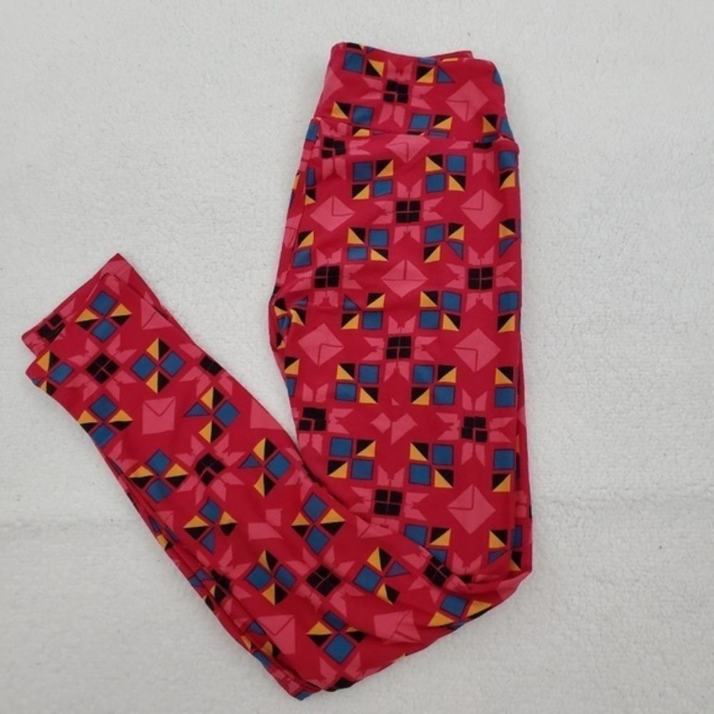 Lularoe Leggings OS One Size Pants Yoga‎ Pink Blue